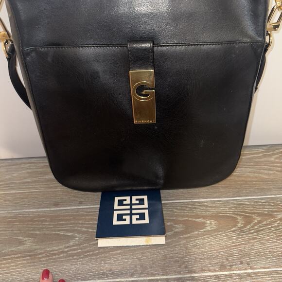 GIVENCHY Black Leather One Shoulder Bag Formal Shoulder Bag Crossbody Authentic - Picture 12 of 16